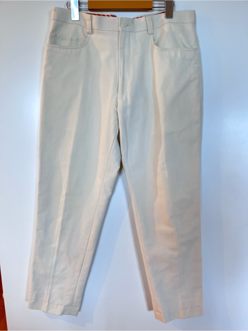 Calvin Klein Cream Coloured Straight Leg Cotton Pants